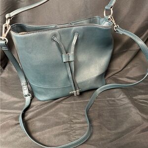Nine West Teal Drawstring Leather Crossbody Bag